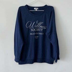 WILDFOX ‘Wellness Society’ Keely Raglan Sweatshirt in Medieval Blue